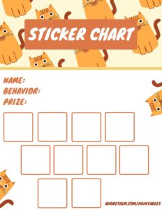 printable sticker charts - cats