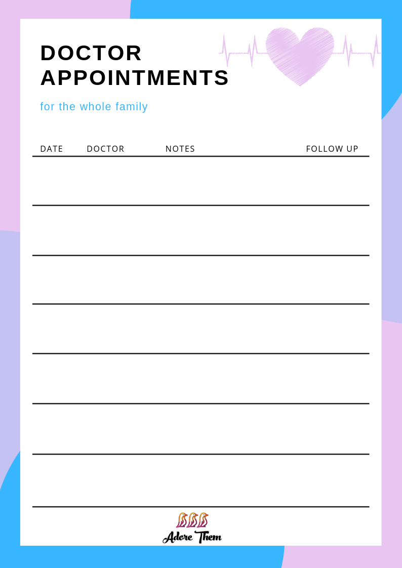 Medical Appointment Tracker Printable